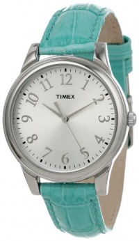 Timex Women's T2P1262M Blue Croco Patterned Leather Strap Watch