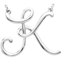 CleverEve Designer Series .925 Sterling Silver 3.3 grams Fashion Script Initial K Necklace 16