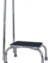 Duro-Med Foot Stool with Support Handle, Silver/Black