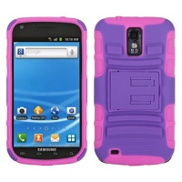 MYBAT ASAMT989HPCSAAS006NP Advanced Armor Rugged Durable Hybrid Case with Kickstand for Samsung Galaxy S II/SGH-T989 - 1 Pack - Retail Packaging - Purple/Electric Pink