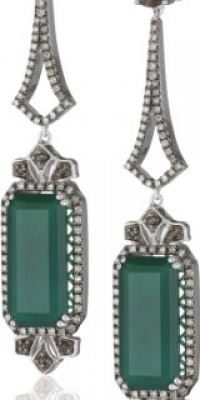 Badgley Mischka Fine Jewelry Champagne Diamonds Green Agate and Smokey Quartz Earrings