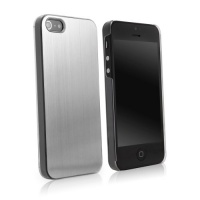 BoxWave Minimus Brushed Aluminum Apple iPhone 5 Case - Ultra Low Profile, Slim Fit Premium Quality Snap Shell Cover with Polished Brushed Aluminum Back Cover - Apple iPhone 5 Cases and Covers (Silver)