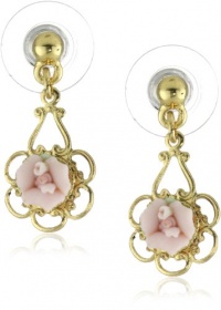 1928 Jewelry Porcelain Rose Gold and Pink Drop Earrings