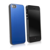 BoxWave Minimus Brushed Aluminum Apple iPhone 5 Case - Ultra Low Profile, Slim Fit Premium Quality Snap Shell Cover with Polished Brushed Aluminum Back Cover - Apple iPhone 5 Cases and Covers (Blue)