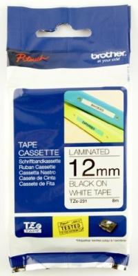 Brother 26.2-Foot Black on White 1/2-Inch Labeling Tape (TZ231)