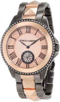 Vince Camuto Women's VC/5049RGTT Swarovski Crystal Accented Black Ion-Plated and Rose Gold-Tone Bracelet Watch