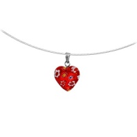 Red Milliefori Glass Heart Choker Necklace