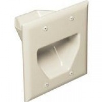 DataComm 45-0002-LA 2-Gang Recessed Low Voltage Cable Plate (Lite Almond)