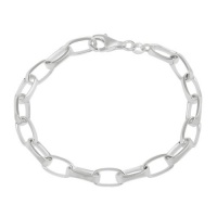 Sterling Silver Squared Oval Chain Bracelet, 7