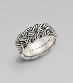 A bold accent crafted in sterling silver with a woven design that lends immediate texture. Sterling silver0.375 wideImported