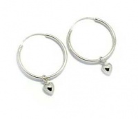 CleverEve Designer Series .925 Sterling Silver Earrings w/ Heart Charms