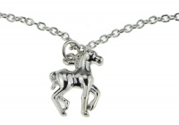 Sterling Silver Prancing Horse Pendant Necklace in Black Gift Bag