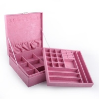 Aspire Lint Jewelry Box / Jewelry Organizer, Two-layer, 10 x 10 x 3 - Pink, Gift Idea