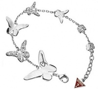 GUESS Silver-Tone Butterfly Bracelet UBB41303