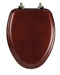 Mayfair 19602NI 178 Natural Reflections Wood Veneer Toilet Seat with Brushed-Nickel Hinges, Elongated, Cherry