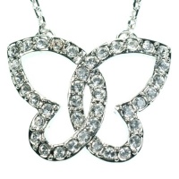 Crystal Butterfly Silver-Tone Pendant Necklace: Made With Swarovski Elements