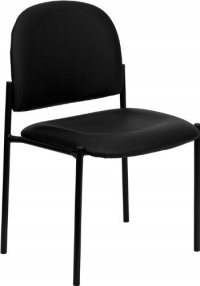 Flash Furniture BT-515-1-VINYL-GG Black Vinyl Comfortable Stackable Steel Side Chair