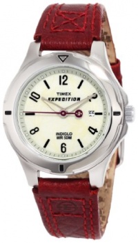 Timex Women's T49855 Expedition Field Burgundy Leather Strap Watch