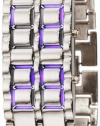 GGI International Men's Mled-Lava-SB Silver Stainless Steel Lava Blue LED Digital Bracelet Watch