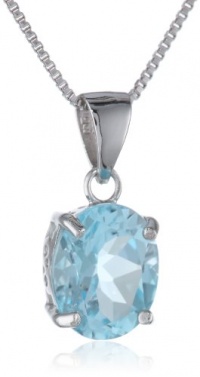 Sterling Silver Blue Topaz Pendant, 18