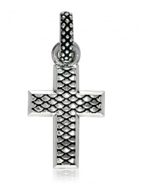 Sterling Silver 925 Large Bold Metal Snake Skin Wide Cross Pendant, 1 Inch