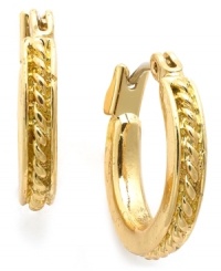 Classic hoops with a twist. These Charter Club earrings feature a small silhouette with braided detail. Finished with a click closure. Crafted in gold tone mixed metal. Approximate drop: 5/8 inch.