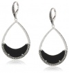 Judith Jack Slices of Color Sterling Silver, Marcasite, Onyx Teardrop Earrings