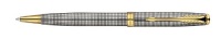 Parker Sonnet Sterling Ciselé Medium Point Ballpoint Pen with Golden Trim, Silver (1743553)