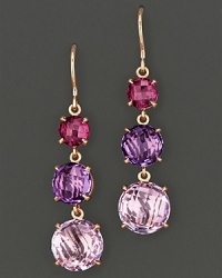 Amethyst, Rose de France and rhodolite sparkle in a 18K rose gold setting.