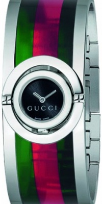 Gucci Women's YA112517 Twirl Small Green Red Acetate Bangle Watch