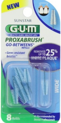 GUM Go Betweens Proxabrush Refills, Wide, 8-Count Packages (Pack of 6)