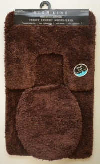 High Line 3pcs Brown Micro Fiber Plush High Quality Bath room Set