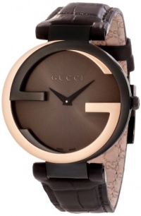 Gucci Women's YA133304 Interlocking Brown Crocodile Pink Gold Watch