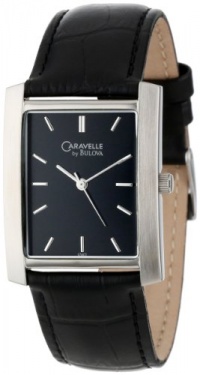 Caravelle by Bulova Men's 43A03 Leather Strap Black Dial Watch