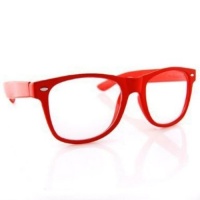 MJ Boutique's Glossy Red Wayfarer Nerd Glasses Clear Lens