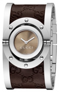 Gucci Women's YA112433 Twirl Medium Brown Guccissima Leather Bangle Watch