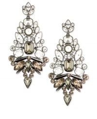 Break the glass ceiling on fashion with this pair of chandelier earrings from Givenchy. Crafted from brown gold-tone mixed metal with glass stones adding luster. Approximate drop: 4-1/2 inches.