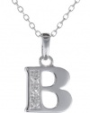 Sterling Silver Simulated Diamond Initial B Pendant Necklace, 18