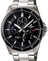 Stainless Steel Edifice Black Dial Quartz Date Retrograde Day