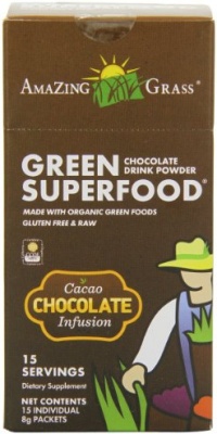 Amazing Grass Chocolate Drink Powder, Green Superfood, 15 Count Packets