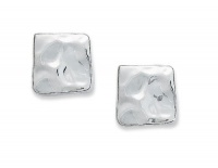 Studio Silver Earrings, Sterling Silver Hammered Square Stud Earrings