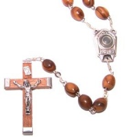 Olive Wood Rosary with Holy Water from the Jordan River - With Certificate of Authenticity (51 cm or 20)