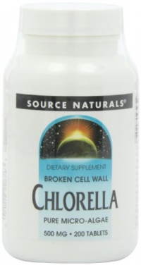 Source Naturals Broken Cell Wall Chlorella, Pure Micro-Algae, 500mg, 200 Tablets (Pack of 2)