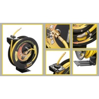 Pentagon Tools 3/8 300PSI Heavy Duty Retractable 50 Foot Air Hose & Reel Professional Grade