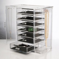 Deluxe 7-Drawer Acrylic Jewelry Chest with Necklace Keeper