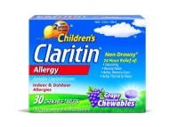 Claritin Non Drowsy Allergy Chewable Tablet, Grape, 30 Count