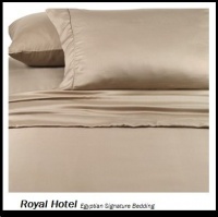 Royal's Solid Taupe 300-Thread-Count 4pc Queen Bed Sheet Set 100% Egyptian Cotton, Sateen Solid, Deep Pocket