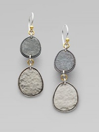 From the Contour Collection. A simply chic design in dark and white sterling silver with 24k gold accents. Dark and white sterling silver24k goldDrop, about 2Hook backImported 