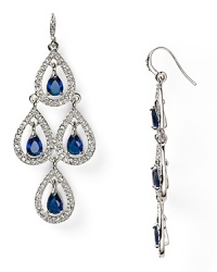 Deep blue stones and rhodium plated metal form an elegant cascade on this pair of earrings from Carolee. With it's refined vibe and chandelier-style design, this pair is ready to dress up your evening.