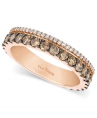 Two rows of stunning sparkle. Le Vian's beautiful ring features round-cut chocolate diamonds (9/10 ct. t.w.) and white diamonds (1/5 ct. t.w.) in 14k rose gold. Size 7.